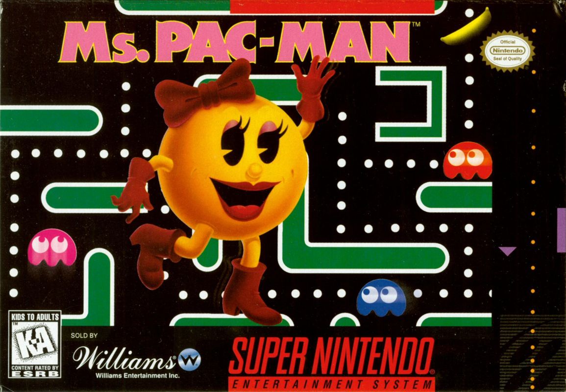 Ms. Pac-Man box art for Super Nintendo